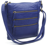 The Camile Three Zip Crossbody - Navy Blue - Ampere Creations