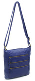 The Camile Three Zip Crossbody - Navy Blue - Ampere Creations