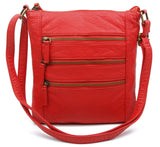 The Camile Three Zip Crossbody - Poppy Red - Ampere Creations