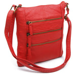 The Camile Three Zip Crossbody - Poppy Red - Ampere Creations