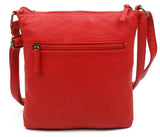 The Camile Three Zip Crossbody - Poppy Red - Ampere Creations