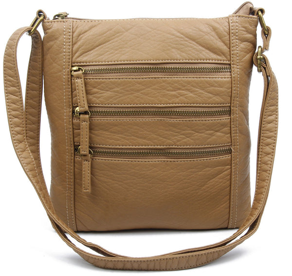 The Camile Three Zip Crossbody - Sand – Ampere Creations