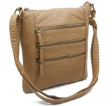 The Camile Three Zip Crossbody - Sand - Ampere Creations