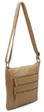 The Camile Three Zip Crossbody - Sand - Ampere Creations