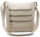 The Camile Three Zip Crossbody - Taupe - Ampere Creations