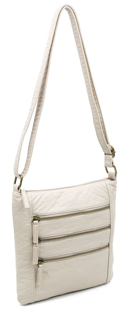 The Camile Three Zip Crossbody - Taupe - Ampere Creations