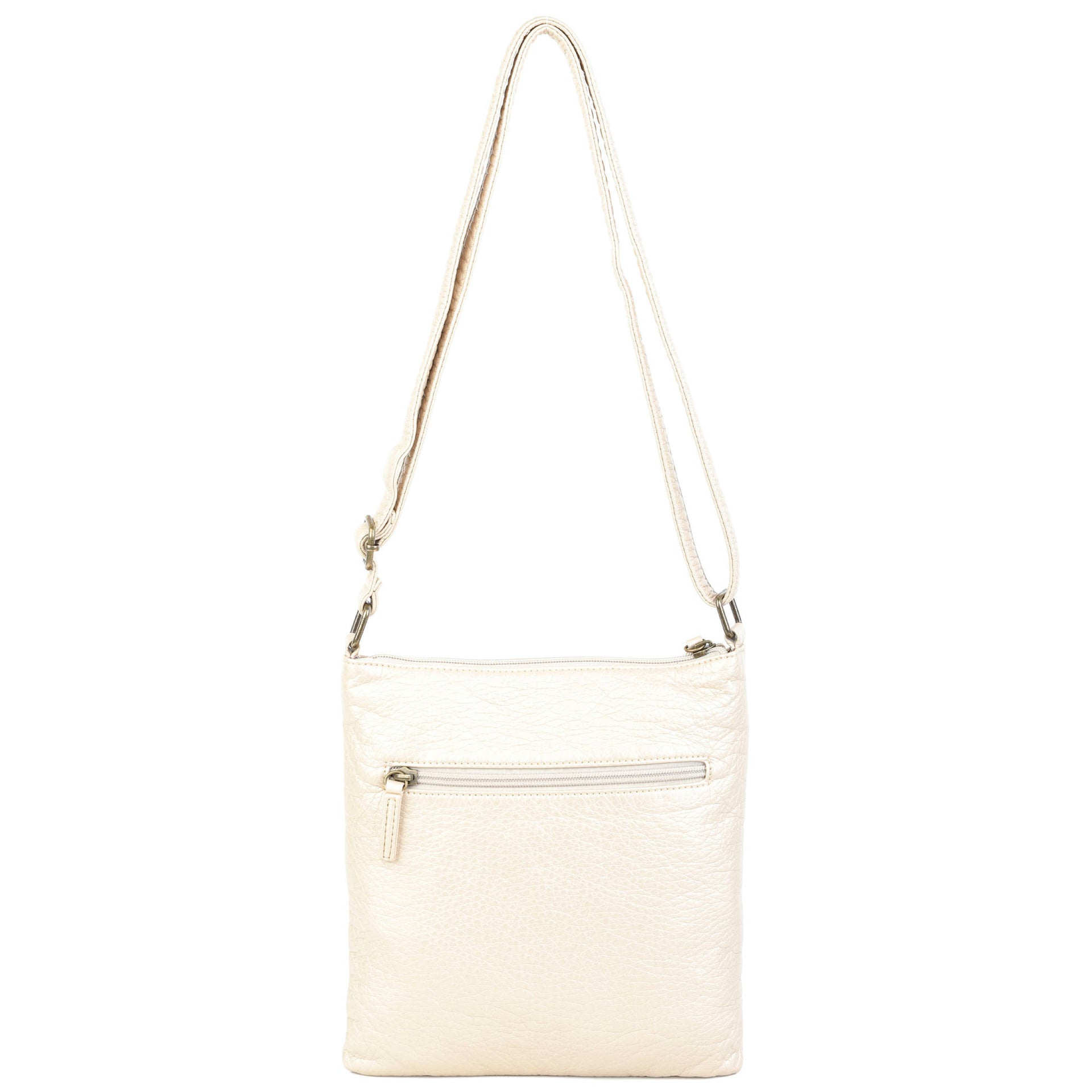 The Camile Three Zip Crossbody - Champagne - Ampere Creations