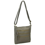 The Camile Three Zip Crossbody - Dark Silver - Ampere Creations