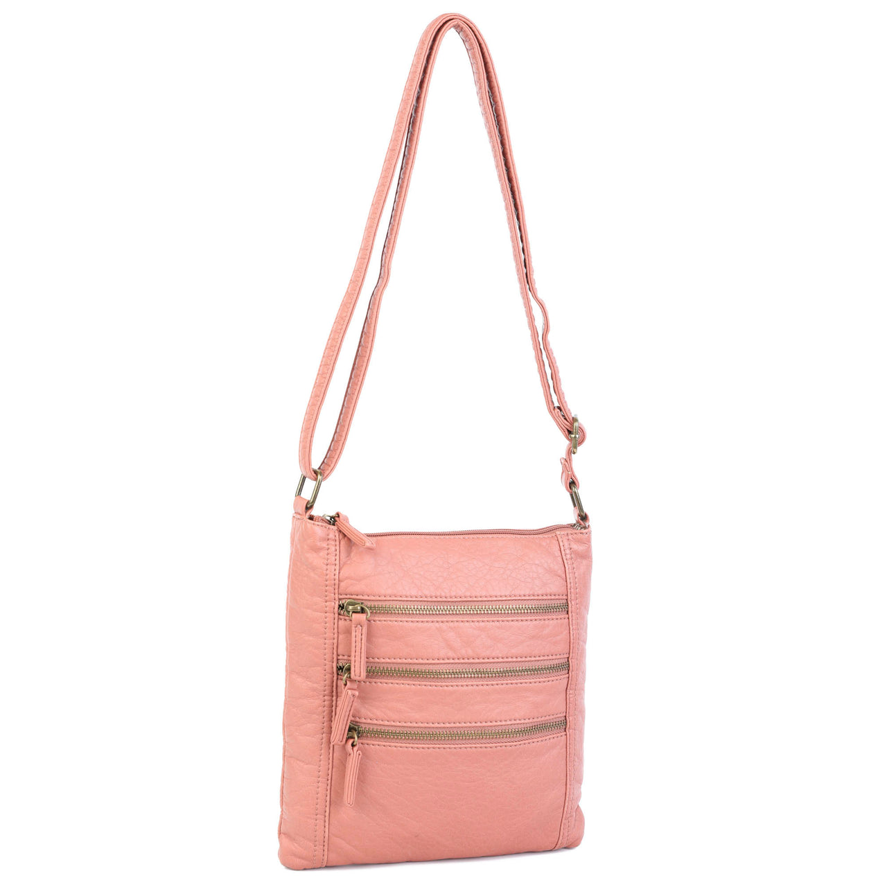 The Camile Three Zip Crossbody - Peach - Ampere Creations