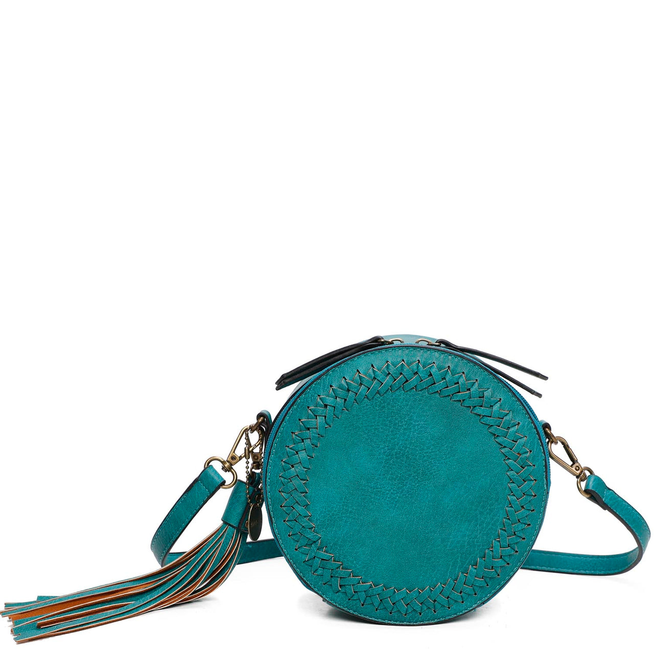 The Suzie Classic Vegan Leather Woven Rounded Crossbody Bag