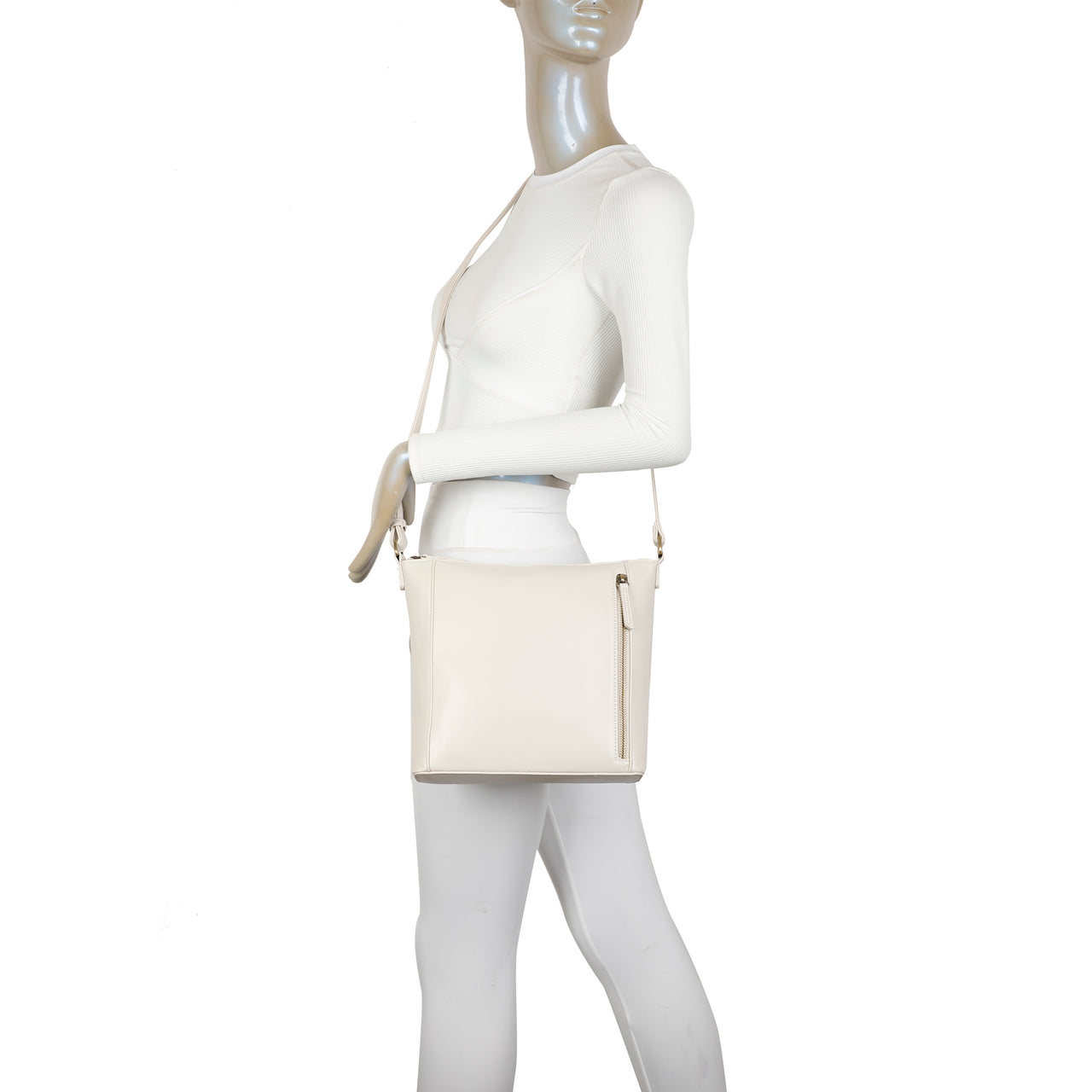 Daisy Biodegradable Vegan Leather Single Zip Classic Bag - Cream