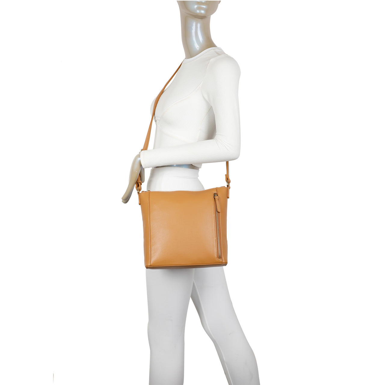Daisy Biodegradable Vegan Leather Single Zip Classic Bag - Tan