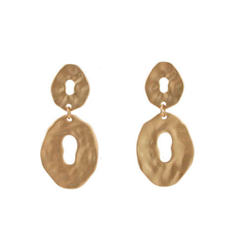 Melted Gold Round Drop Earrings
