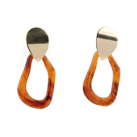 Gold Faux Plated Acrylic Oval Hoop Earrings