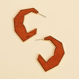 Half Moon Wood Acrylic Wood Hoop Earrings