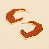 Half Moon Wood Acrylic Wood Hoop Earrings