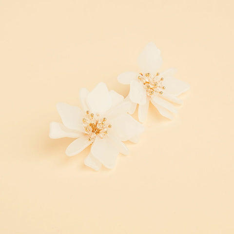 Floral White Acrylic Earrings