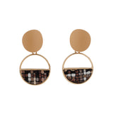 Gold Tweed Plated Round Earrings