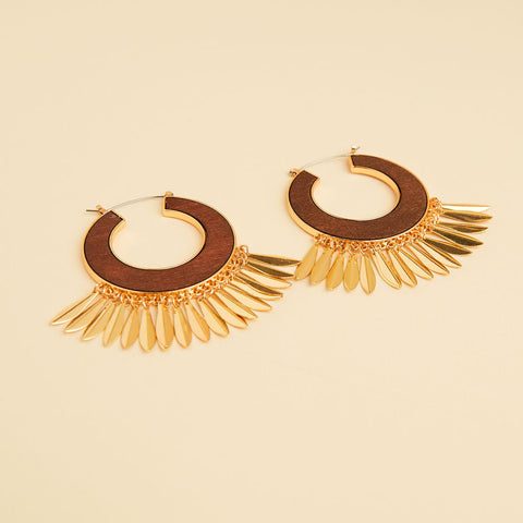 Western Gold Hoop Round Earrings
