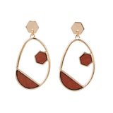 Oval Hoop Gold and Wood Faux Earrings