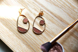 Oval Hoop Gold and Wood Faux Earrings