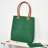 Luna Felt Tote Organizer with additional pouch bag - Green