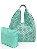 The Ana Laser Cut Shoulder Hobo - Mint - Ampere Creations