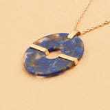 Round Blue Acrylic Gold Necklace