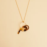 Round Chained Acrylic Gold Necklace - Spring Clearance