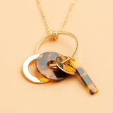 Round Chained Acrylic Gold Necklace - Spring Clearance