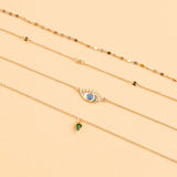 3 Piece Multi Eye Gold Necklace - Spring Clearance