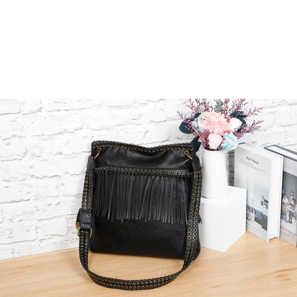 HDE Leather Envelope Fringe Shoulder Bag Tassel Crossbody Handbag Women's  Purse (Black) - Walmart.com