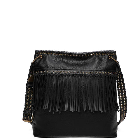 June Fringe Tote - Black