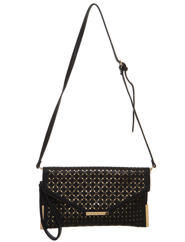 The Ana Laser Cut Messenger - Black - Ampere Creations